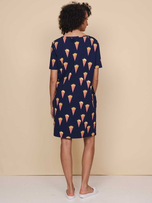 Fries Navy T-shirt Dress Women from SNURK