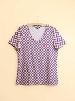 Check V-neck T-shirt Women from SNURK