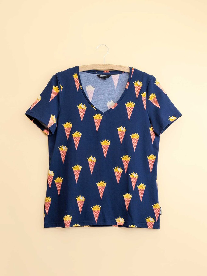 Fries Navy V-Neck T-shirt and Shorts set Women from SNURK