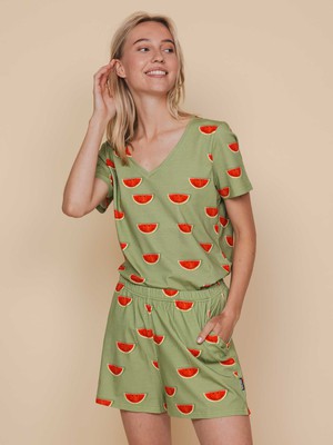 Watermelon V-Neck T-shirt and Shorts set Women from SNURK