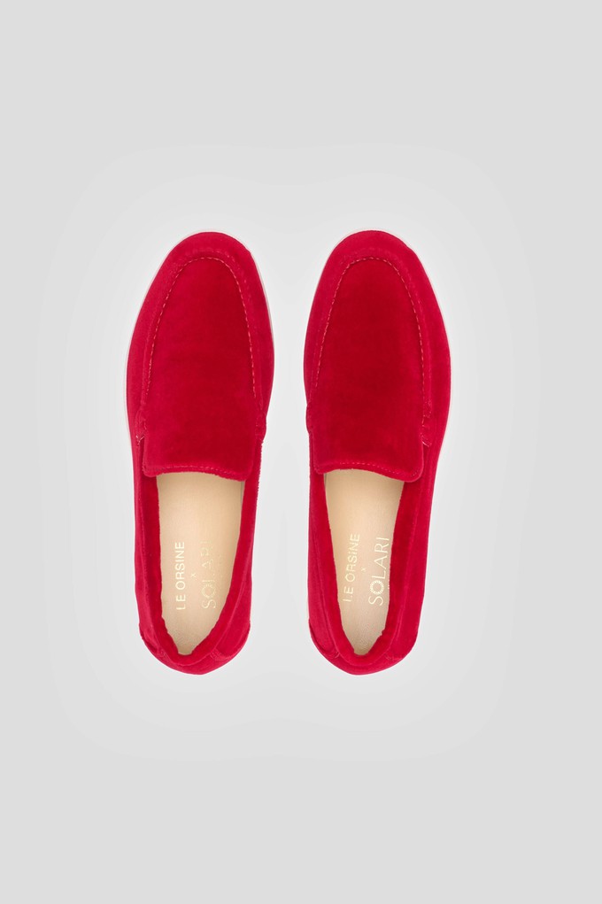 Vegan Velvet Loafer Red from Solari Milano