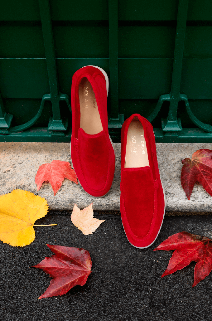 Vegan Velvet Loafer Red from Solari Milano