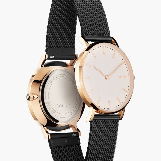 White Solar Watch | Black Mesh from Solios Watches