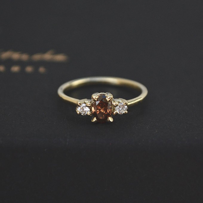 Chocolate brown diamond ring - Gold 14k & Diamond from Solitude the Label