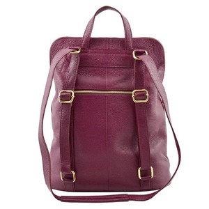 Maroon Leather Pebbled Convertible Backpack Tote from Sostter