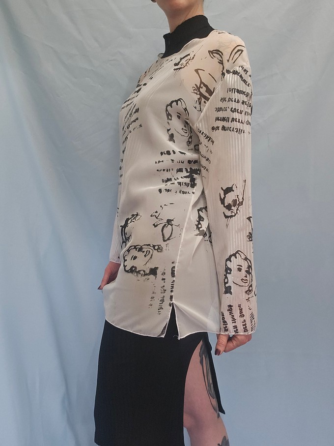 Illustrated Sheer Longsleeve Top from Stephastique