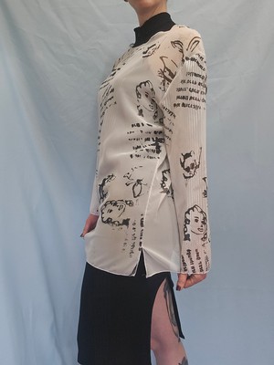 Illustrated Sheer Longsleeve Top from Stephastique