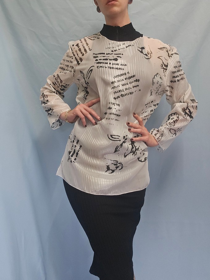 Illustrated Sheer Longsleeve Top from Stephastique