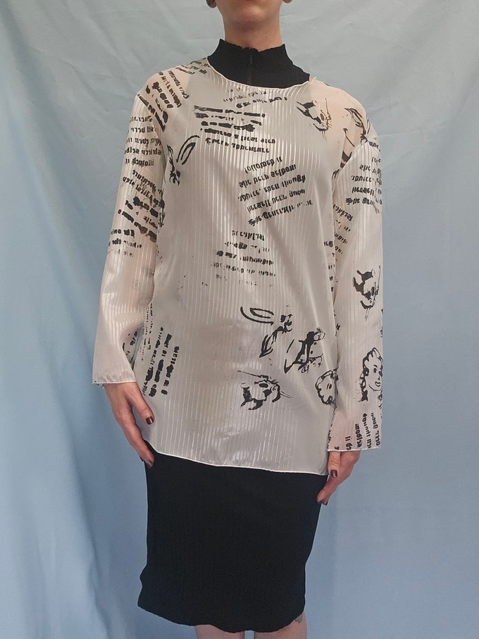Illustrated Sheer Longsleeve Top from Stephastique