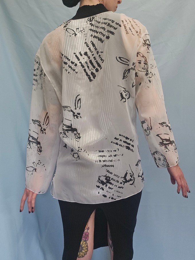 Illustrated Sheer Longsleeve Top from Stephastique