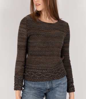 Raven Merino Blend Tweed Knit Jumper With Cable Details - Grey Blend from STUDIO MYR