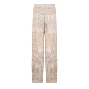 Berber Tribal Jacquard Linen Blend Knitted Palazzo Trousers - White/Neutrals from STUDIO MYR
