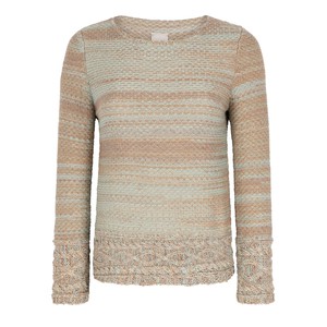 Fair Merino Blend Tweed Knit Jumper with Cable Details – Beige Blend with a Hint of Blue from STUDIO MYR