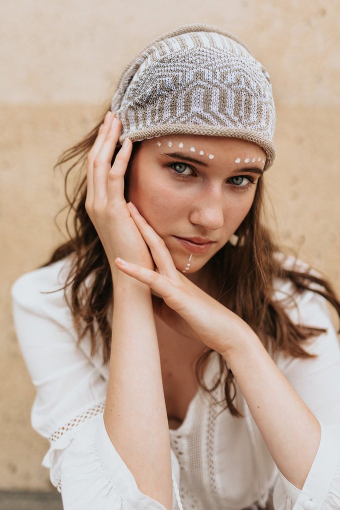 Berber Tribal Jacquard Linen Blend Bandana – White/Neutrals from STUDIO MYR