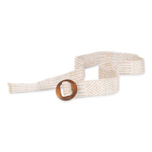 Berber Graphic Jacquard Linen Blend Knitted Belt - White/Beige Blend from STUDIO MYR