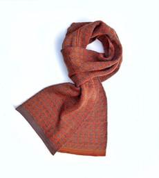 Ginger Pied-De-Poule Jacquard Knit Merino Blend Scarf - Brown/Beige Blend via STUDIO MYR