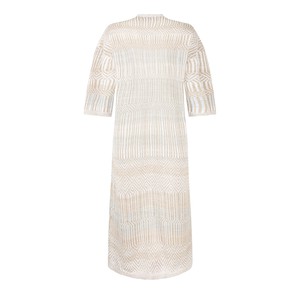 Berber Linen Blend Tribal Jacquard Knitted Kimono Cardigan - White/Neutrals from STUDIO MYR