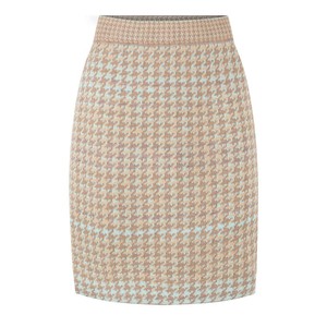 Fair Pied-De-Poule Jacquard Knit Merino Blend Pencil Skirt - Beiges With Blue from STUDIO MYR