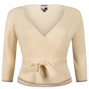 Pearl Merino Wrap Top with Grey Lurex Detail – Wool White from STUDIO MYR