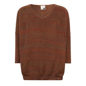 Leaves Merino Blend Oversized V Neck Jumper With Sparkles - Brown/Red Blend from STUDIO MYR