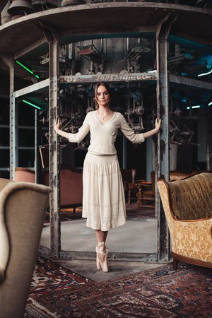 Pearl Merino Wrap Top with Grey Lurex Detail – Wool White from STUDIO MYR