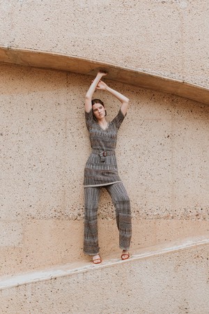 Dogon Tribal Jacquard Linen Blend Dress – Black/Neutrals from STUDIO MYR