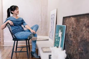 Denîmes Gradient Graphic Jacquard Cotton Jumper – Dark/Light Blue from STUDIO MYR