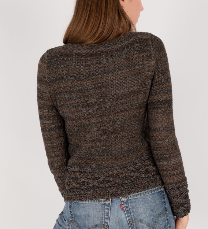 Raven Merino Blend Tweed Knit Jumper With Cable Details - Grey Blend from STUDIO MYR