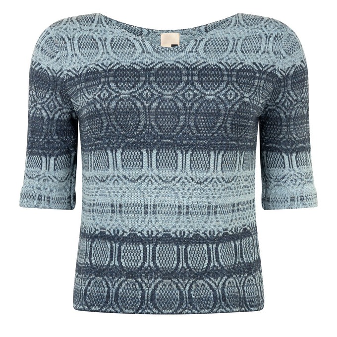 Denîmes Gradient Graphic Jacquard Cotton Jumper – Dark/Light Blue from STUDIO MYR
