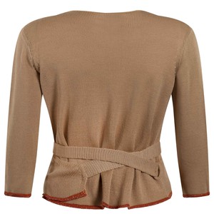 Honey Merino Wrap Top With Orange Glitter Detail - Honey Beige from STUDIO MYR