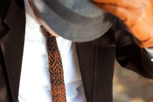 Rust Gradient Graphic Jacquard Cotton Knitted Tie - Rust Brown With Black from STUDIO MYR