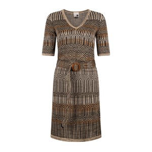 Dogon Tribal Jacquard Linen Blend Dress – Black/Neutrals from STUDIO MYR