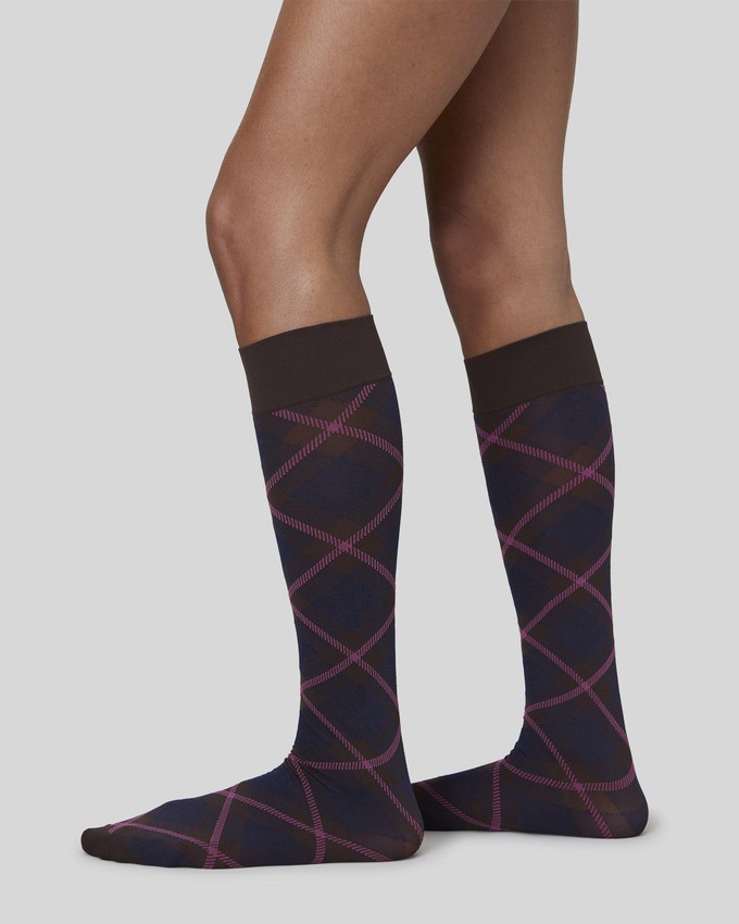 2-pack Franka Check & Solid Knee Highs from Swedish Stockings