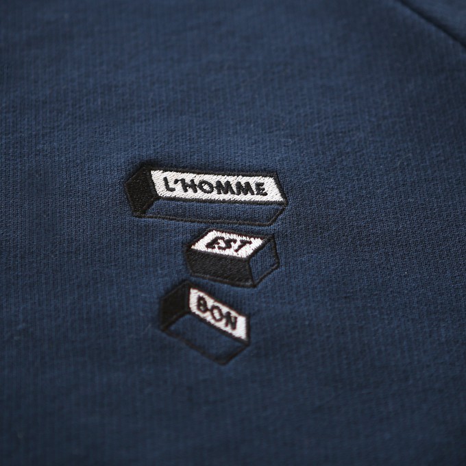 Sweatshirt - organic cotton - L'HOMME EST BON - Navy blue from The Driftwood Tales