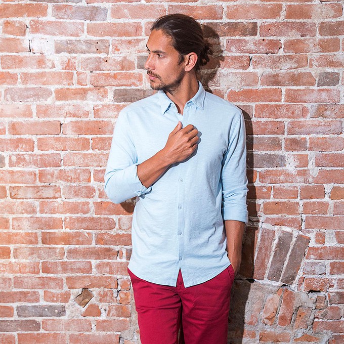 Shirt - Organic cotton - light blue - hidden button down from The Driftwood Tales