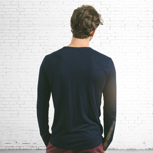 Long-sleeved T-shirt - recycled fabric - Japanese wave off Kanagawa - dark blue from The Driftwood Tales