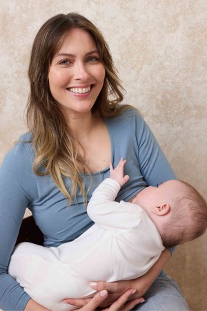 Peek-a-Boob Long Sleeve Nursing Top | Blue from Tilbea London