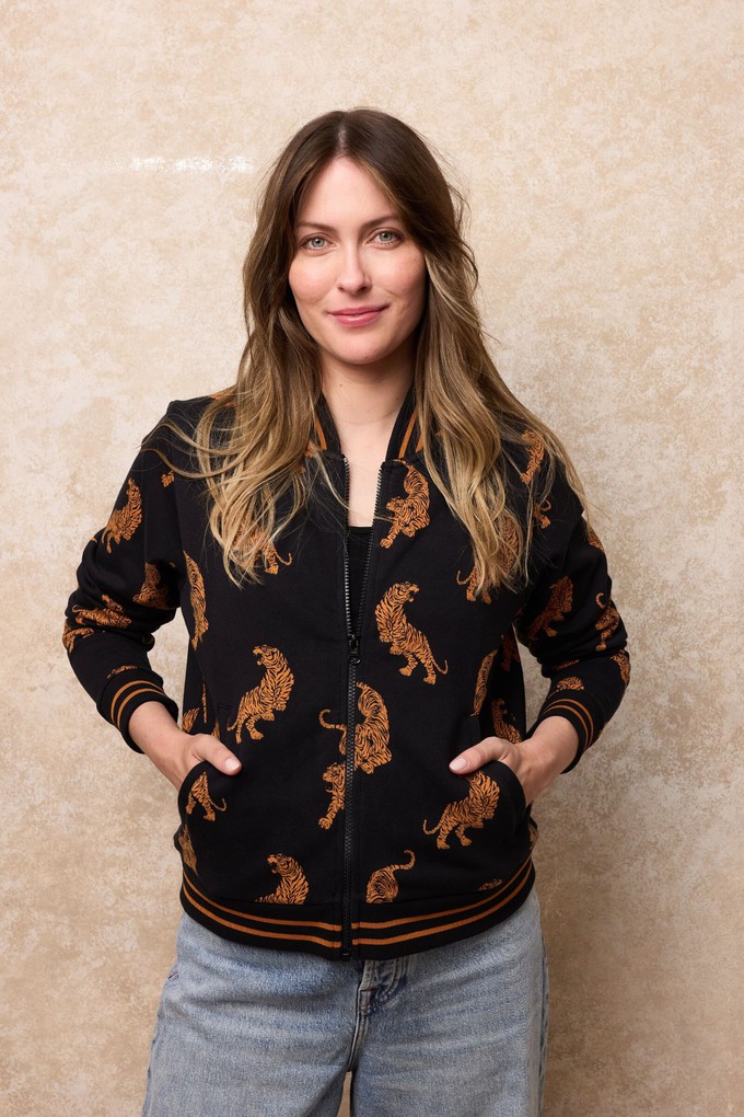 Tiger Print Bomber Jacket from Tilbea London