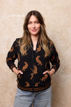 Tiger Print Bomber Jacket from Tilbea London