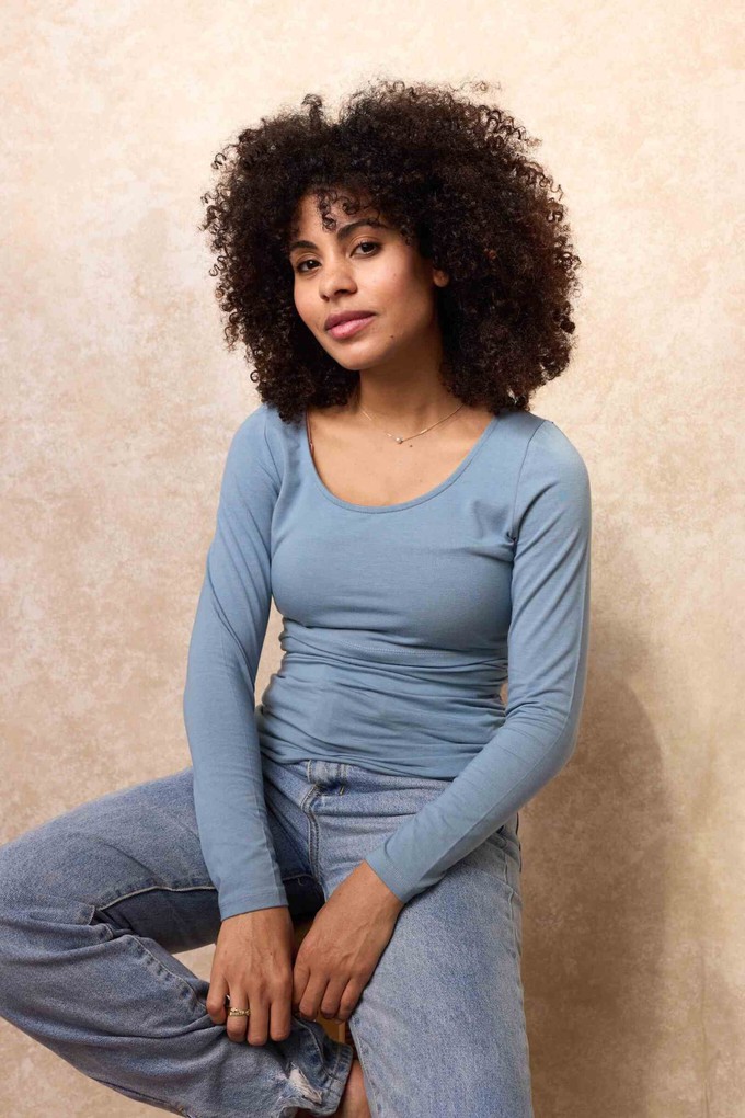 Peek-a-Boob Long Sleeve Nursing Top | Blue from Tilbea London