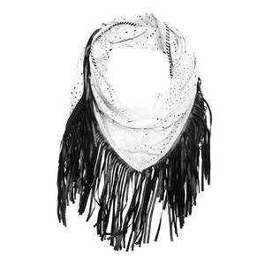 milla suede fringe white - black leather fringes from Treasures-Design