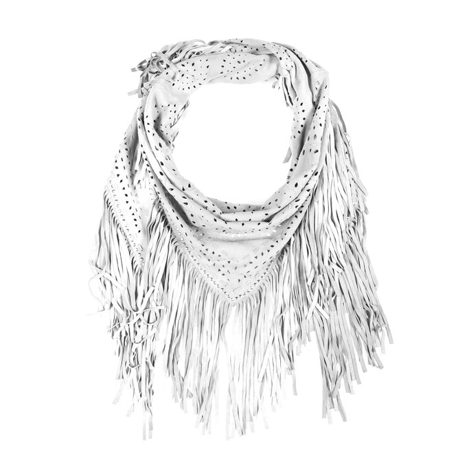 Milla - small suede fringe shawl with studs - white / custom color from Treasures-Design