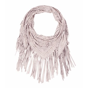 Alya suede fringe Shawl with studs - powder beige from Treasures-Design