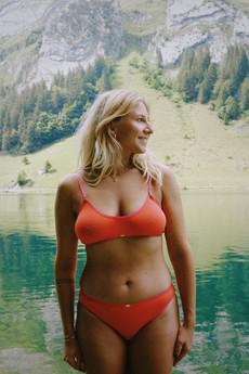 Orange Bamboo Crop Bralette via Troo