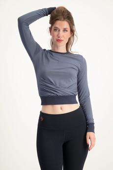 Lakshmi Longsleeve Crop Top – Slate via Urban Goddess