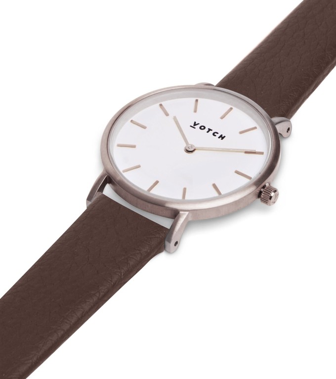 Silver & Brown Watch | Petite from Votch
