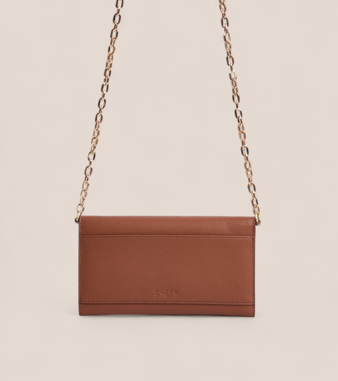 Luella Vegan Bio-Based Bamboo Leather Chain Purse in Brown from Votch