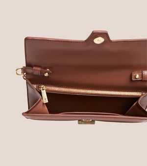 Luella Vegan Bio-Based Bamboo Leather Chain Purse in Brown from Votch