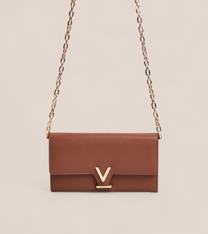 Luella Vegan Bio-Based Bamboo Leather Chain Purse in Brown from Votch