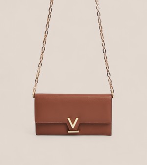 Luella Vegan Bio-Based Bamboo Leather Chain Purse in Brown from Votch